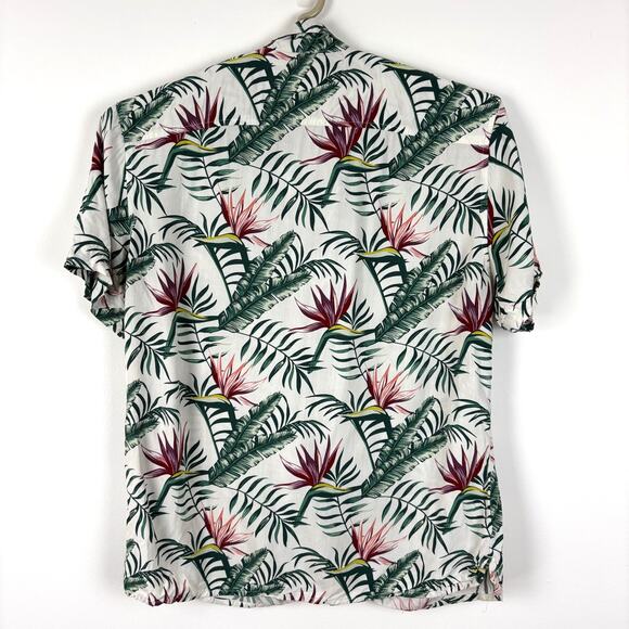 Goodfellow Tropical Hawaiian Shirt Large white green pink resort casual - Picture 2 of 7